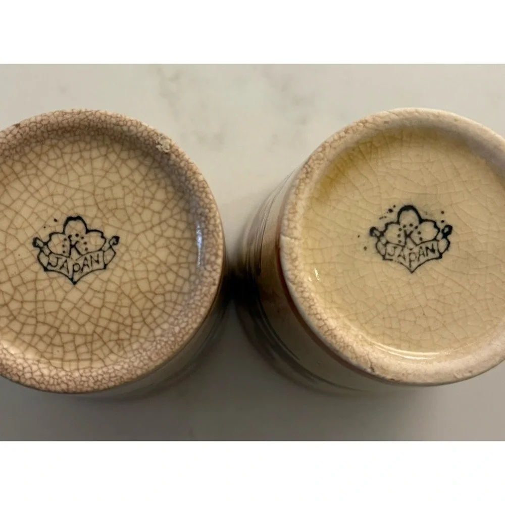 Vintage Cottagecore Ceramic Juice Cups Pair Hand Painted Made In Japan